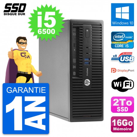 PC HP ProDesk 400 G3 SFF Intel Core i5-6500 RAM 16Go SSD 2To Windows 10 Wifi