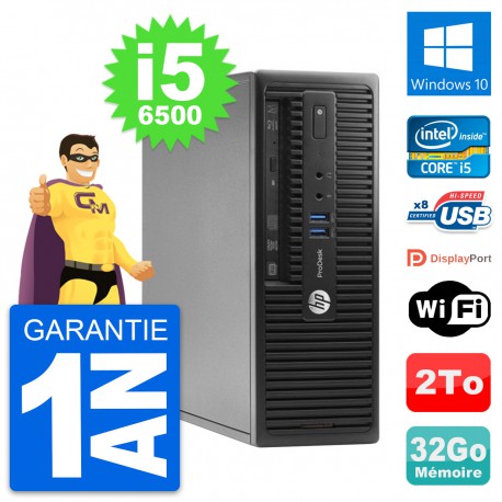 PC HP ProDesk 400 G3 SFF Intel Core i5-6500 RAM 32Go Disque 2To Windows 10 Wifi