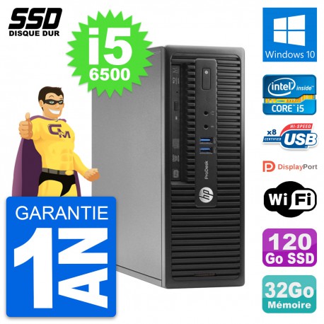 PC HP ProDesk 400 G3 SFF Intel Core i5-6500 RAM 32Go SSD 120Go Windows 10 Wifi