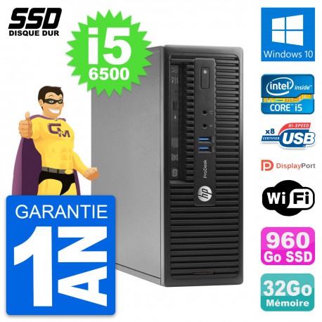 PC HP ProDesk 400 G3 SFF Intel Core i5-6500 RAM 32Go SSD 960Go Windows 10 Wifi