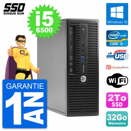 PC HP ProDesk 400 G3 SFF Intel Core i5-6500 RAM 32Go SSD 2To Windows 10 Wifi