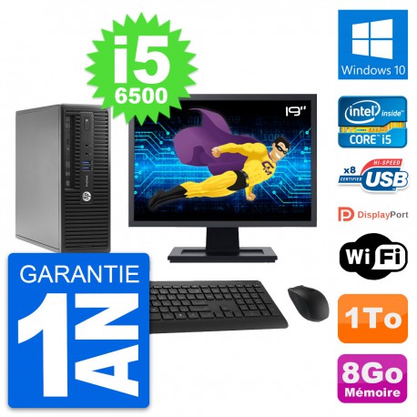 PC HP ProDesk 400 G3 SFF Ecran 19" i5-6500 RAM 8Go Disque 1To Windows 10 Wifi
