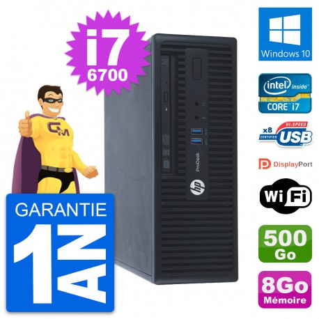 PC HP ProDesk 400 G3 SFF Intel i7-6700 RAM 8Go Disque Dur 500Go Windows 10 Wifi