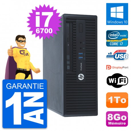 PC HP ProDesk 400 G3 SFF Intel i7-6700 RAM 8Go Disque Dur 1To Windows 10 Wifi