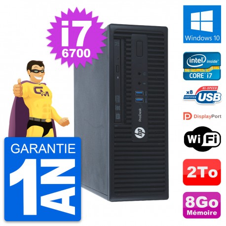 PC HP ProDesk 400 G3 SFF Intel i7-6700 RAM 8Go Disque Dur 2To Windows 10 Wifi