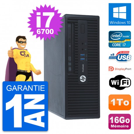 PC HP ProDesk 400 G3 SFF Intel Core i7-6700 RAM 16Go Disque 1To Windows 10 Wifi