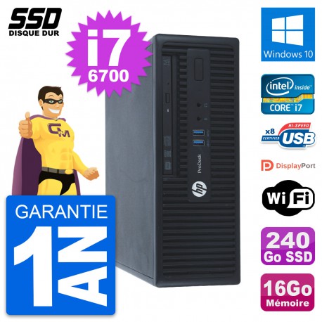 PC HP ProDesk 400 G3 SFF Intel Core i7-6700 RAM 16Go SSD 240Go Windows 10 Wifi