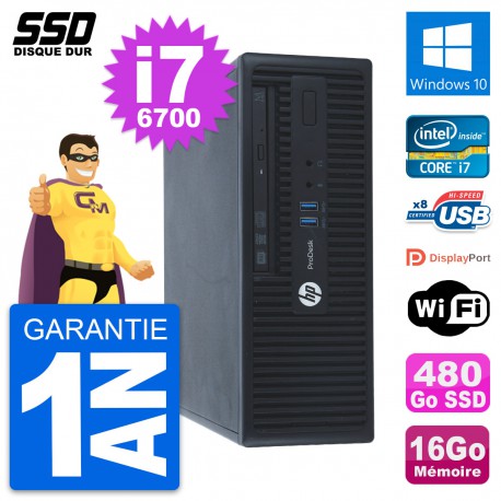 PC HP ProDesk 400 G3 SFF Intel Core i7-6700 RAM 16Go SSD 480Go Windows 10 Wifi