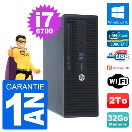 PC HP ProDesk 400 G3 SFF Intel Core i7-6700 RAM 32Go Disque 2To Windows 10 Wifi