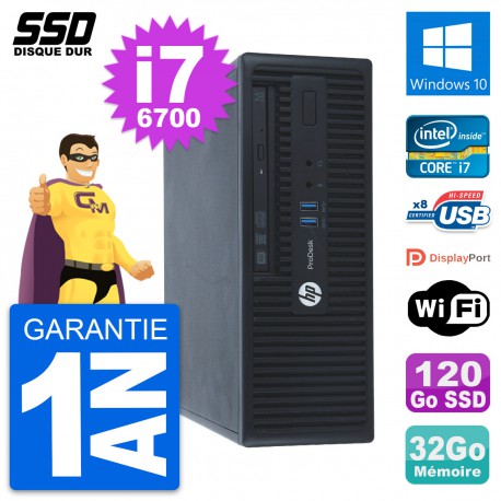 PC HP ProDesk 400 G3 SFF Intel Core i7-6700 RAM 32Go SSD 120Go Windows 10 Wifi