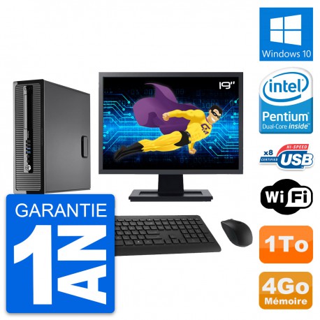 PC HP ProDesk 400 G1 SFF Ecran 19" G3220 RAM 4Go Disque 1To Windows 10 Wifi