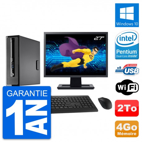 PC HP ProDesk 400 G1 SFF Ecran 27" G3220 RAM 4Go Disque 2To Windows 10 Wifi