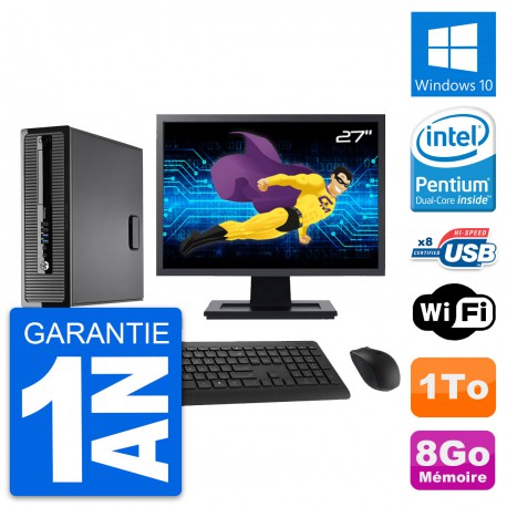 PC HP ProDesk 400 G1 SFF Ecran 27" G3220 RAM 8Go Disque 1To Windows 10 Wifi
