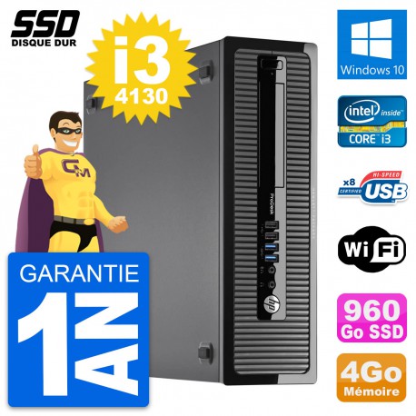 PC HP ProDesk 400 G1 SFF Intel Core i3-4130 RAM 4Go SSD 960Go Windows 10 Wifi