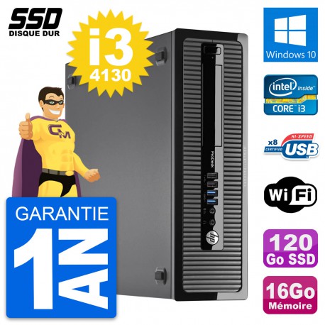 PC HP ProDesk 400 G1 SFF Intel Core i3-4130 RAM 16Go SSD 120Go Windows 10 Wifi