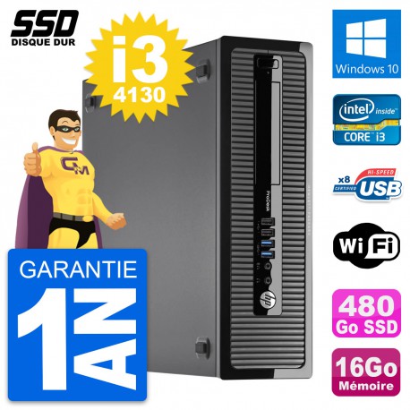 PC HP ProDesk 400 G1 SFF Intel Core i3-4130 RAM 16Go SSD 480Go Windows 10 Wifi