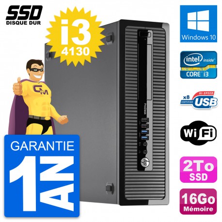 PC HP ProDesk 400 G1 SFF Intel Core i3-4130 RAM 16Go SSD 2To Windows 10 Wifi