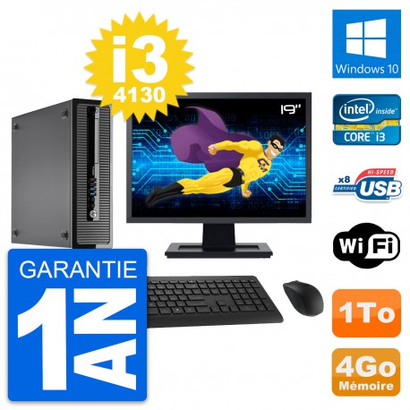 PC HP ProDesk 400 G1 SFF Ecran 19" i3-4130 RAM 4Go Disque 1To Windows 10 Wifi