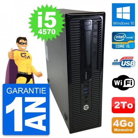 PC HP ProDesk 400 G1 SFF Intel i5-4570 RAM 4Go Disque Dur 2To Windows 10 Wifi