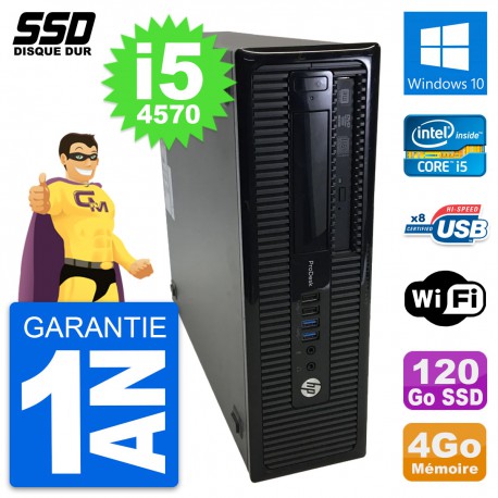 PC HP ProDesk 400 G1 SFF Intel Core i5-4570 RAM 4Go SSD 120Go Windows 10 Wifi