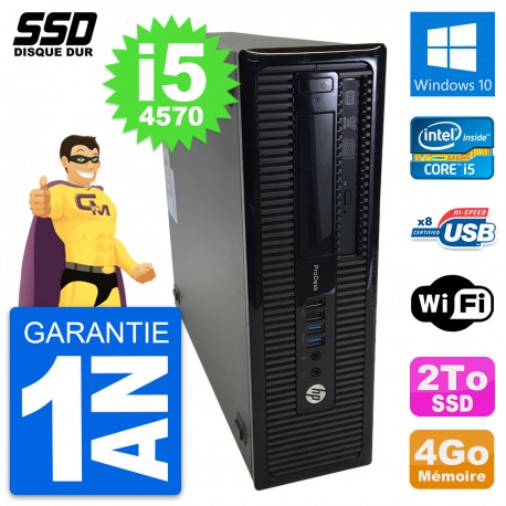 PC HP ProDesk 400 G1 SFF Intel Core i5-4570 RAM 4Go SSD 2To Windows 10 Wifi