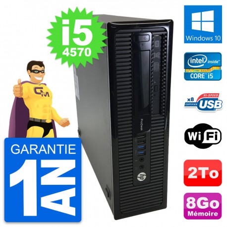 PC HP ProDesk 400 G1 SFF Intel i5-4570 RAM 8Go Disque Dur 2To Windows 10 Wifi