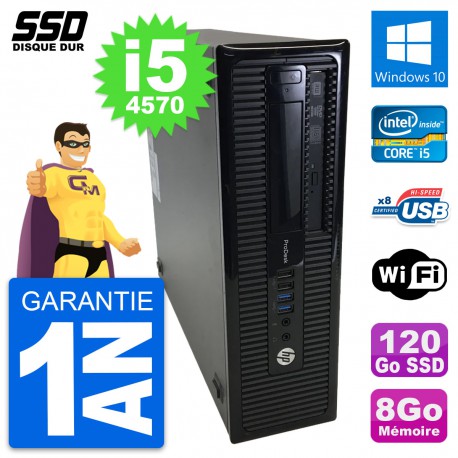 PC HP ProDesk 400 G1 SFF Intel Core i5-4570 RAM 8Go SSD 120Go Windows 10 Wifi