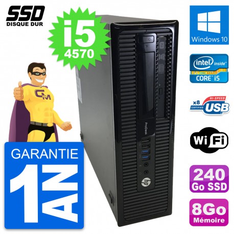 PC HP ProDesk 400 G1 SFF Intel Core i5-4570 RAM 8Go SSD 240Go Windows 10 Wifi