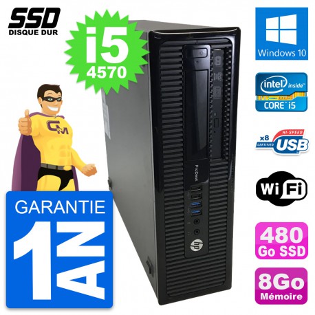 PC HP ProDesk 400 G1 SFF Intel Core i5-4570 RAM 8Go SSD 480Go Windows 10 Wifi