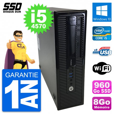 PC HP ProDesk 400 G1 SFF Intel Core i5-4570 RAM 8Go SSD 960Go Windows 10 Wifi