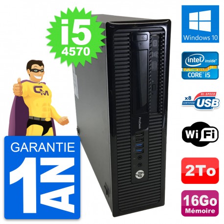 PC HP ProDesk 400 G1 SFF Intel i5-4570 RAM 16Go Disque Dur 2To Windows 10 Wifi