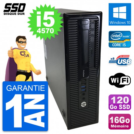 PC HP ProDesk 400 G1 SFF Intel Core i5-4570 RAM 16Go SSD 120Go Windows 10 Wifi