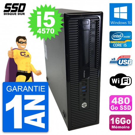 PC HP ProDesk 400 G1 SFF Intel Core i5-4570 RAM 16Go SSD 480Go Windows 10 Wifi