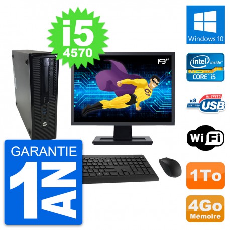 PC HP ProDesk 400 G1 SFF Ecran 19" i5-4570 RAM 4Go Disque 1To Windows 10 Wifi