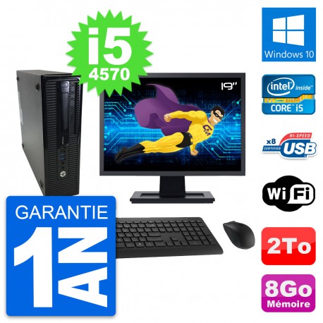 PC HP ProDesk 400 G1 SFF Ecran 19" i5-4570 RAM 8Go Disque 2To Windows 10 Wifi
