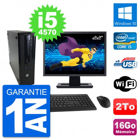 PC HP ProDesk 400 G1 SFF Ecran 22" i5-4570 RAM 16Go Disque 2To Windows 10 Wifi