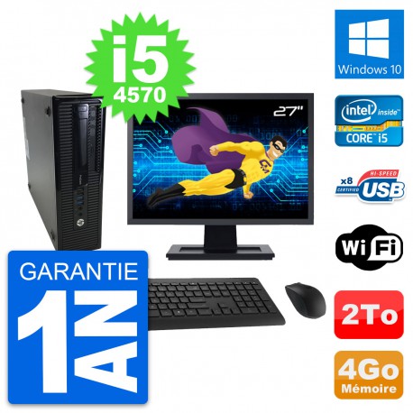 PC HP ProDesk 400 G1 SFF Ecran 27" i5-4570 RAM 4Go Disque 2To Windows 10 Wifi