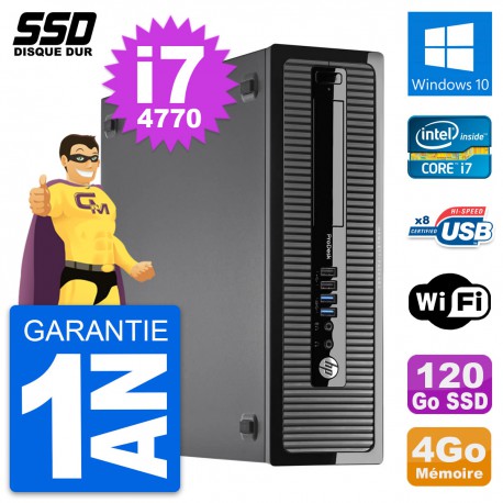 PC HP ProDesk 400 G1 SFF Intel Core i7-4770 RAM 4Go SSD 120Go Windows 10 Wifi