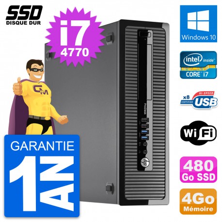 PC HP ProDesk 400 G1 SFF Intel Core i7-4770 RAM 4Go SSD 480Go Windows 10 Wifi
