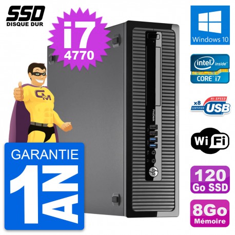 PC HP ProDesk 400 G1 SFF Intel Core i7-4770 RAM 8Go SSD 120Go Windows 10 Wifi
