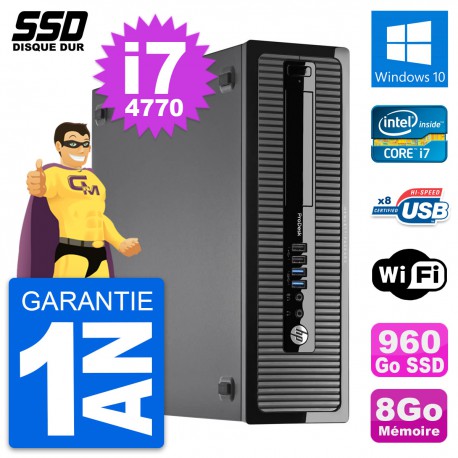 PC HP ProDesk 400 G1 SFF Intel Core i7-4770 RAM 8Go SSD 960Go Windows 10 Wifi