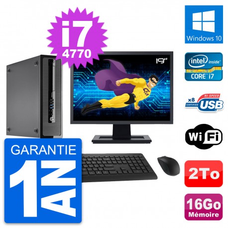 PC HP ProDesk 400 G1 SFF Ecran 19" i7-4770 RAM 16Go Disque 2To Windows 10 Wifi