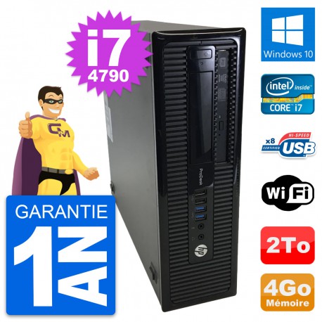 PC HP ProDesk 400 G1 SFF Intel i7-4790 RAM 4Go Disque Dur 2To Windows 10 Wifi