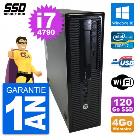 PC HP ProDesk 400 G1 SFF Intel Core i7-4790 RAM 4Go SSD 120Go Windows 10 Wifi