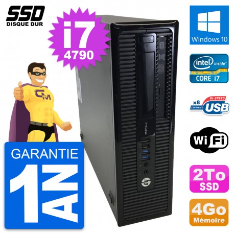 PC HP ProDesk 400 G1 SFF Intel Core i7-4790 RAM 4Go SSD 2To Windows 10 Wifi