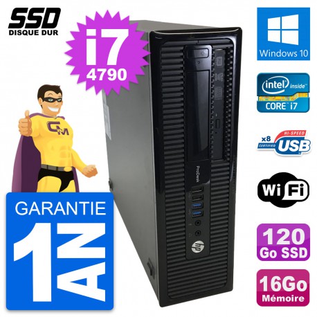 PC HP ProDesk 400 G1 SFF Intel Core i7-4790 RAM 16Go SSD 120Go Windows 10 Wifi