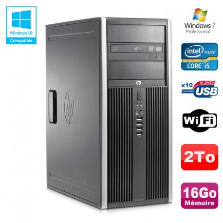 PC Tour HP Elite 8200 Core I5 2500 3,3Ghz 16Go Disque 2To Graveur DVD WIFI Win 7