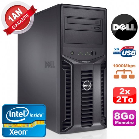 Serveur DELL PowerEdge T110 II NR Xeon Quad Core E3-1220 8Go Ram Ecc 2x 2To