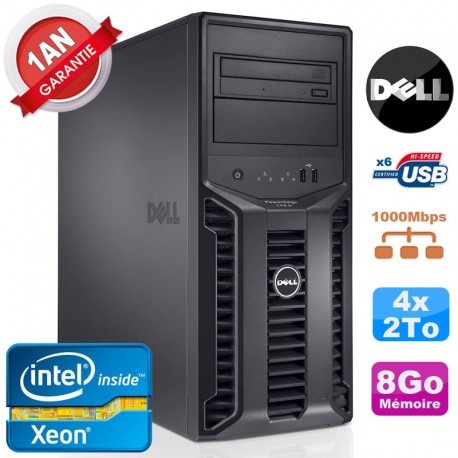 Serveur DELL PowerEdge T110 II NR Xeon Quad Core E3-1220 8Go Ram Ecc 4x 2To