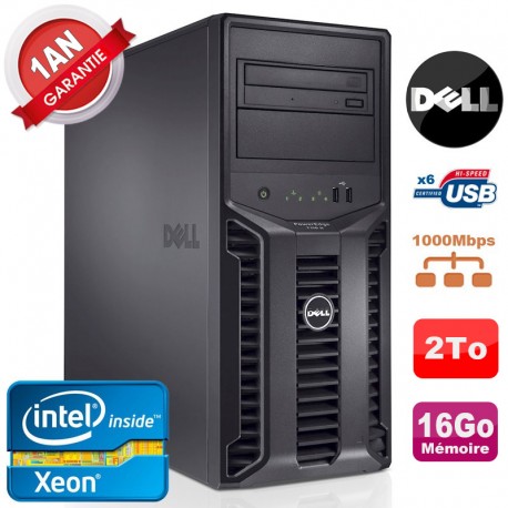 Serveur DELL PowerEdge T110 II NR Xeon Quad Core E3-1220 16Go Ram Ecc 2To